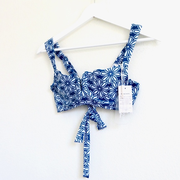 NEW! Kenny Flowers The Todos Santos V Underwire Bikini Top Floral Blue SZ S - Picture 12 of 15